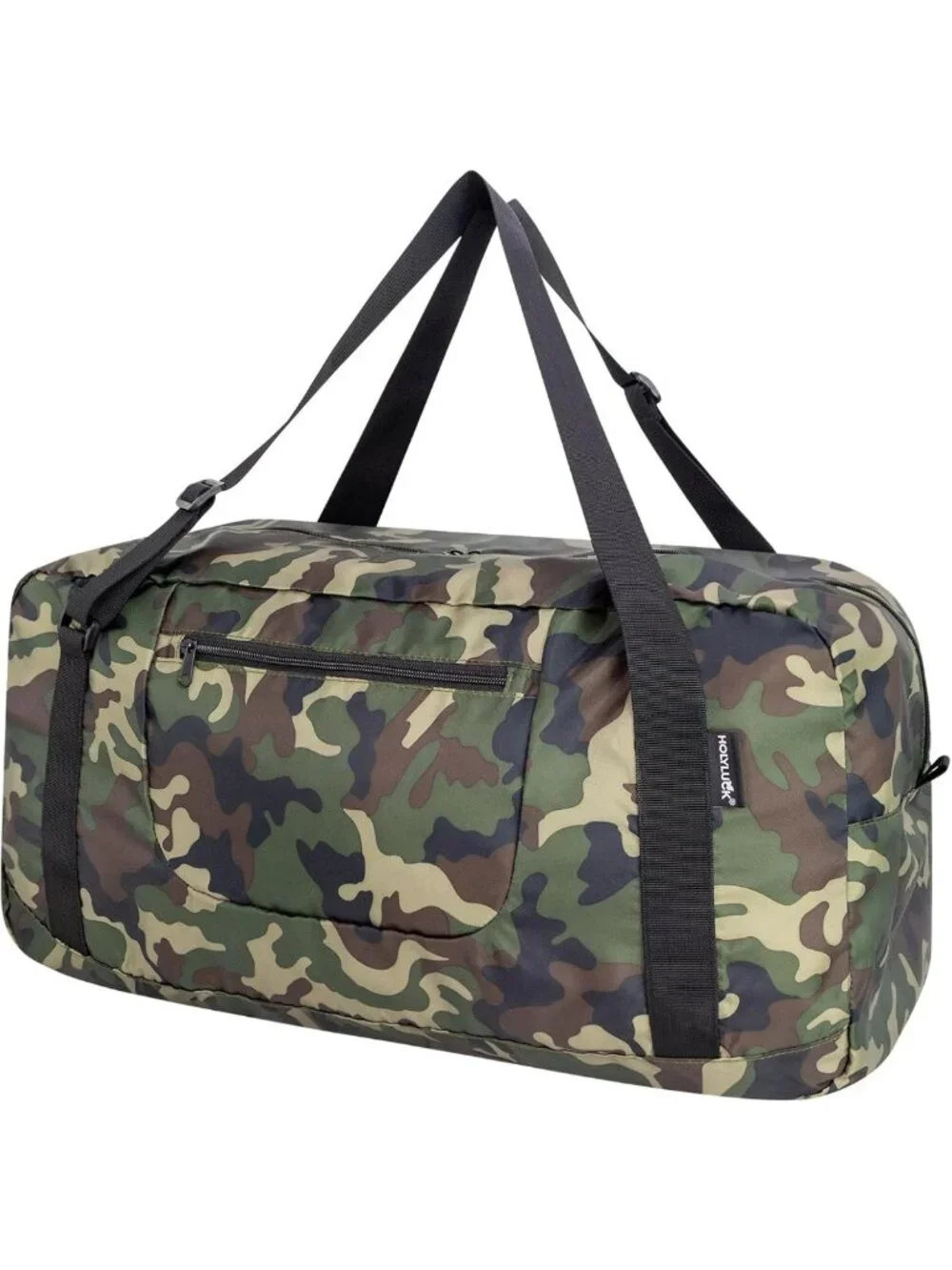 Foldable Travel Duffel Bag - 55L Lightweight Gym Luggage, Green Camo Design